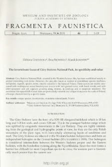 The invertebrate fauna of G&oacute;ry Stołowe National Park, its specificity and value