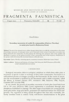Secondary succession of scuttle fly communities (Diptera: Phoridae) in moist pine forest in Białowieża Forest