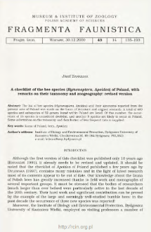 A checklist of the bee species (Hymenoptera, Apoidea) of Poland, with remarks on their taxonomy and zoogeography: revised version