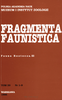 Fragmenta Faunistica - Strony tytułowe, spis treści - t. 39, nr. 1-9 (1996)