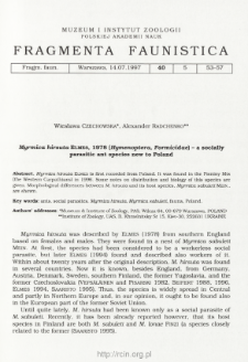 Myrmica hirsuta Elmes, 1978 (Hymenoptera, Formicidae) - a socially parasitic ant species new to Poland