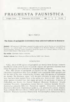 The fauna of springtails (Collembola) from selected habitats in Roztocze