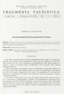 Pseudoscorpions (Pseudoscorpionida) of Vietnam