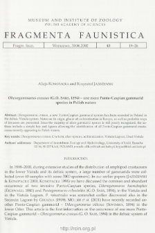 Obesogammarus crassus (G. O. Sars, 1894) - one more Ponto-Caspian gammarid species in Polish waters