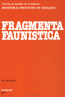 Fragmenta Faunistica - Strony tytułowe, spis treści - t. 46, nr. 1 (2003)