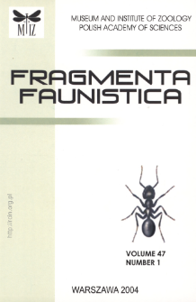 Fragmenta Faunistica - Strony tytułowe, spis treści - t. 47, nr. 1 (2004)