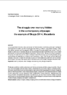 The struggle over memory hidden in the contemporary cityscape: the example of Skopje 2014, Macedonia