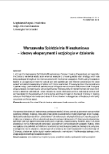 Warszawska Sp&oacute;łdzielnia Mieszkaniowa &ndash; ideowy eksperyment i socjologia w działaniu