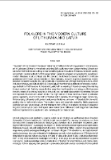 Folklore in the modern culture of Lithuania and Latvia