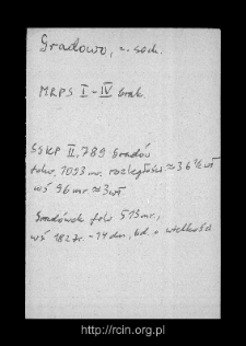 Grad&oacute;w, now part of a village Wikcinek. Files of Sochaczew district in the Middle Ages. Files of Historico-Geographical Dictionary of Masovia in the Middle Ages