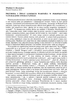 Przyroda i świat ludzkich wartości w perspektywie naturalizmu ewolucyjnego