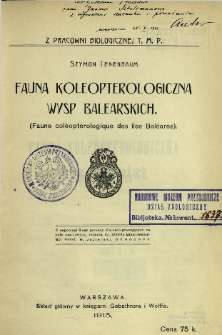 Fauna koleopterologiczna Wysp Balearskich = (Faune col&eacute;opt&eacute;rologique des &icirc;les Bal&eacute;ares)