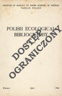Polish Ecological Bibliography for 1962 (1965)