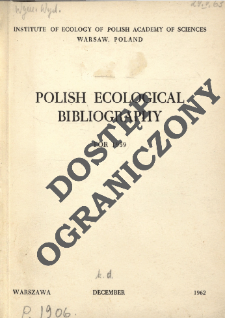 Polish Ecological Bibliography for 1959 (1962)