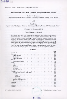 The diet of the feral mink (Mustela vison) in southwest Britain