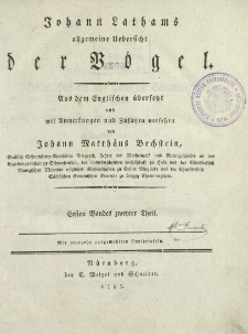 Johann Lathams allgemeine Uebersicht der Vögel. T. 1, cz. 2
