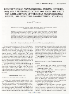 Descriptions of Pseudosteineria horrida (Steiner, 1916) and P. ventropapillata sp. nov. from the White Sea with a review of the genus Pseudosteineria Wieser, 1956 (Nematoda: Monhysterida: Xyalidae)
