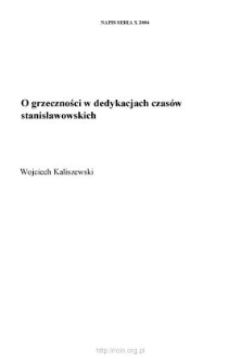 O grzeczności w dedykacjach czas&oacute;w stanisławowskich