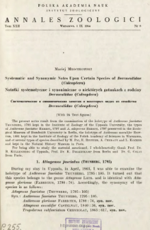 Systematic and synonymic notes upon certain species of Dermestidae (Coleoptera) = Notatki systematyczne i synonimiczne o niektórych gatunkach z rodziny Dermestidae (Coleoptera)