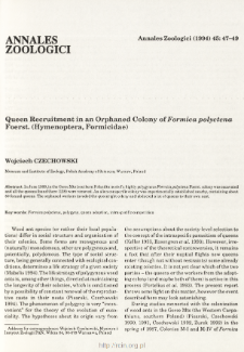 Queen Recruitment in an Orphaned Colony of Formica polyctena Foerst. (Hymenoptera, Formicidae)