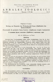 Beitrag zur Kenntnis der Weberknecht-Fauna (Opiliones) der Kaukasusl&auml;nder = Przyczynek do poznania fauny kosarzy (Opiliones) kraj&oacute;w kaukaskich