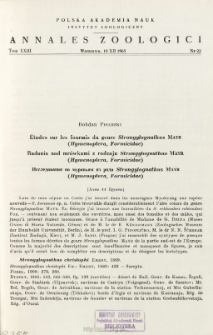 &Eacute;tudes sur les fourmis du genre Strongylognathus MAYR (Hymenoptera, Formicidae) = Badania nad mr&oacute;wkami z rodzaju Strongylognathus MAYR (Hymenoptera, Formicidae)