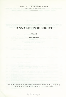 Annales Zoologici - Strony tytułowe, spis treści - t. 41 (1987-1988)