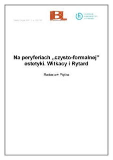 Na peryferiach "czysto-formalnej" estetyki. Witkacy i Rytard