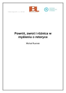 Powr&oacute;t, zwrot i r&oacute;żnica w myśleniu o retoryce
