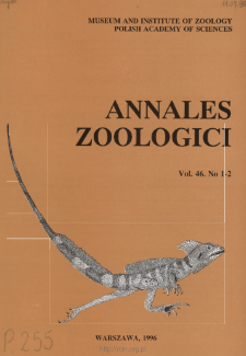 Annales Zoologici - Strony tytułowe, spis treści - t. 46, nr. 1-2 (1996)