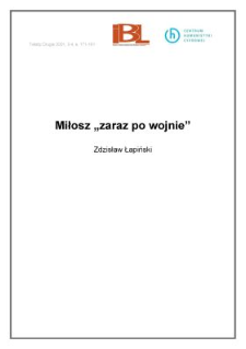 Miłosz "zaraz po wojnie"