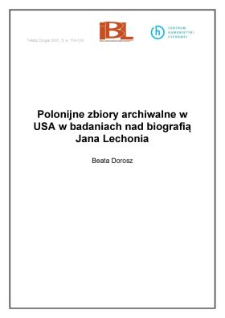 Polonijne zbiory archiwalne w USA w badaniach nad biografią Jana Lechonia