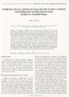 Nomenclatural notes on taxa of the family Lycidae described by Guérin Méneville (Insecta: Coleoptera)