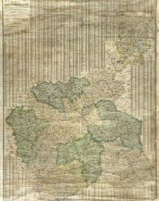 Mapa Królestwa Polskiego na podstawie najnowszych statystyczno-geograficznych podreczników opracowana, zawiera miasta gubernialne, powiatowe, osady, wsie, linje kolejowe, trakty i drogi z podaniem odległosci w wiorstach.