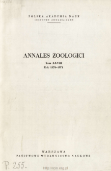 Annales Zoologici - Strony tytułowe, spis treści - t. 28 (1970-1971)