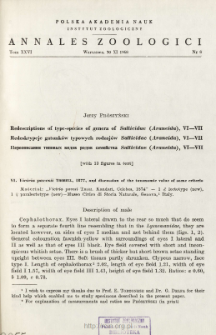 Redescriptions of type-species of genera of Salticidae (Araneida). VI-VII = Redeskrypcje gatunk&oacute;w typowych rodzaj&oacute;w Salticidae (Araneida). VI-VII