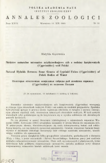 Niekt&oacute;re naturalne mieszańce międzyrodzajowe ryb z rodziny karpiowatych (Cyprinidae) w&oacute;d Polski = Natural hybrids between some genera of cyprinid fishes (Cyprinidae) of Polish bodies of water