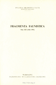 Fragmenta Faunistica - Strony tytułowe, spis treści - t. 21, nr. 1-13 (1976)