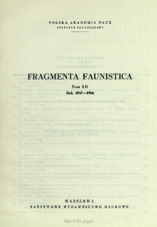 Fragmenta Faunistica - Strony tytułowe, spis treści - t. 12, nr. 1-26 (1965-1966)