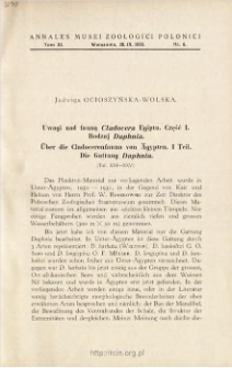 Über die Cladocerenfauna von Ägypten. Teil 1, Die Gattung Daphnia