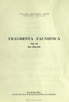 Fragmenta Faunistica - Strony tytułowe, spis treści - t. 20, nr. 1-25 (1974-1976)