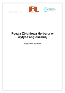 Poezja Zbigniewa Herberta w krytyce anglosaskiej