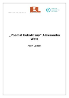 "Poemat bukoliczny" Aleksandra Wata
