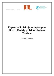 Prywatne kolekcje w depozycie fikcji: "Kwiaty polskie" Juliana Tuwima