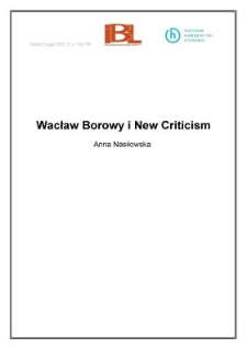 Wacław Borowy i New Criticism