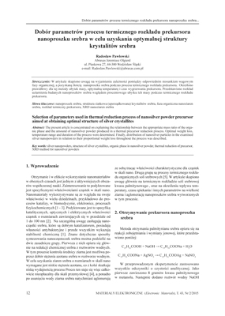 Selection of parameters used in thermal reduction process of nanosilver powder precursor aimed at obtaining optimal structure of silver crystallites