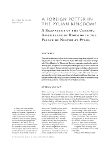 A Foreign Potter in the Pylian Kingdom? A Reanalysis of the Ceramic Assemblage of Room 60 at the Palace of Nestor in Pylos