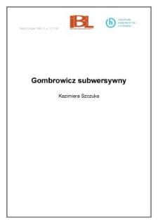 Gombrowicz subwersywny
