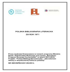 Polska Bibliografia Literacka za rok 1971