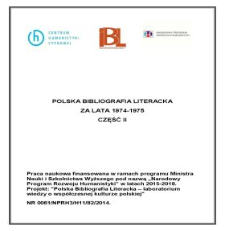 Polska Bibliografia Literacka za lata 1974-1975, część II